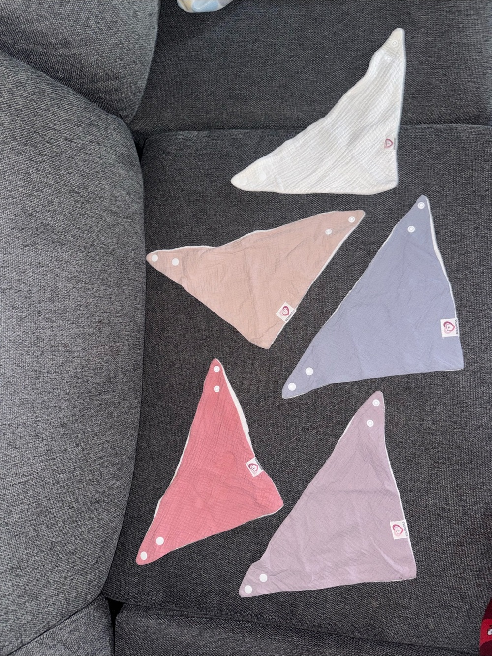 5 Kids Cotton Bandana Bibs - Assorted Pastel Colors